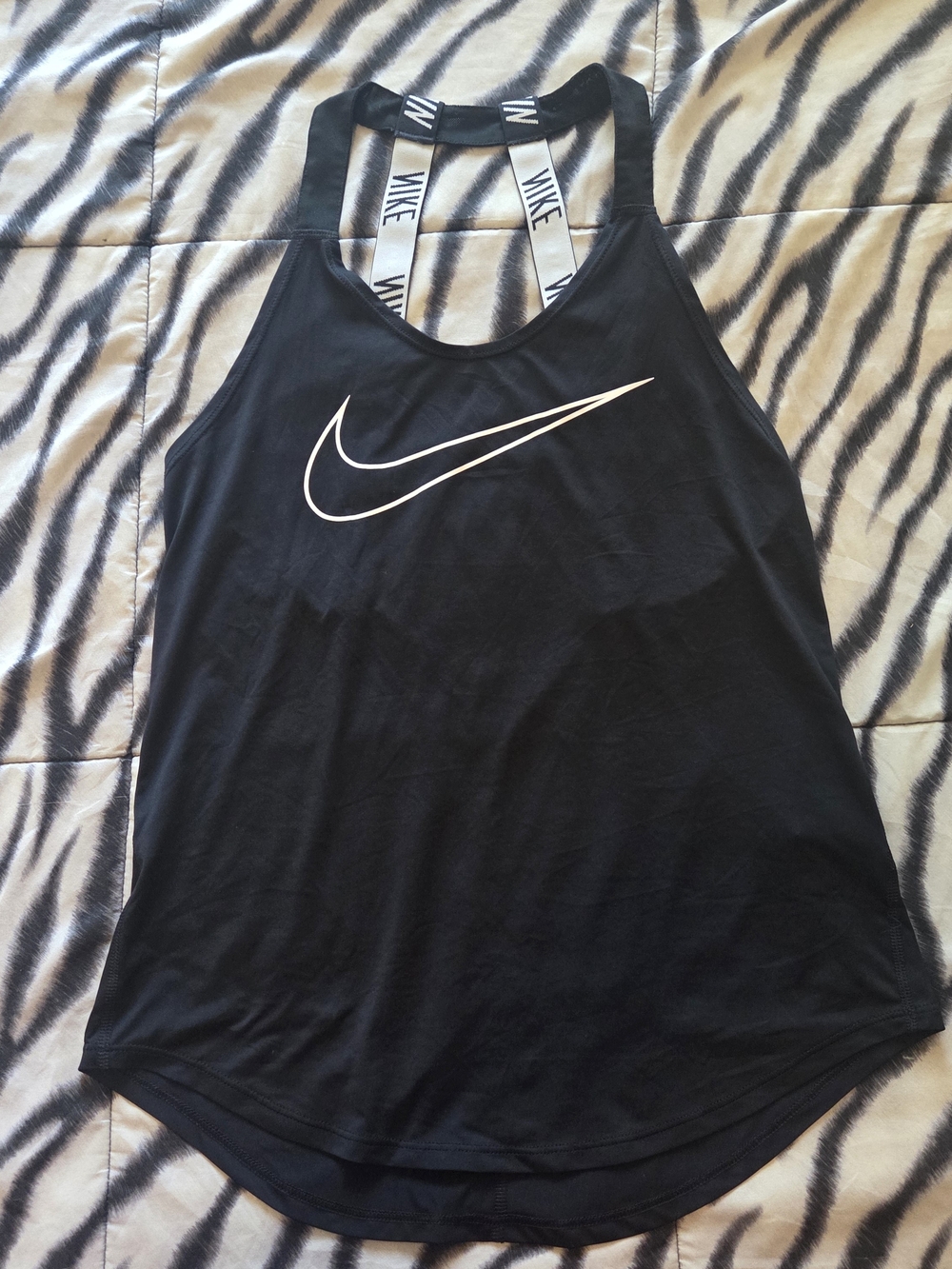 Nike Black Tank with White Swoosh and Branded Straps